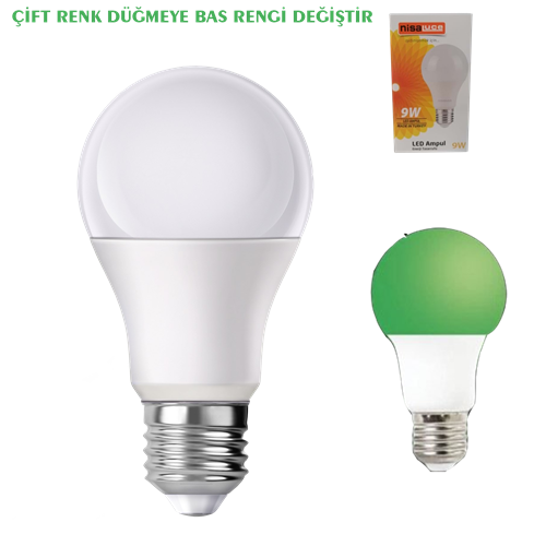 NİSALUCE ÇİFT RENKLİ LED AMPUL 9+2 W BEYAZ YEŞİL